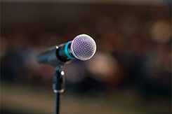 Microphone set up for public speaking